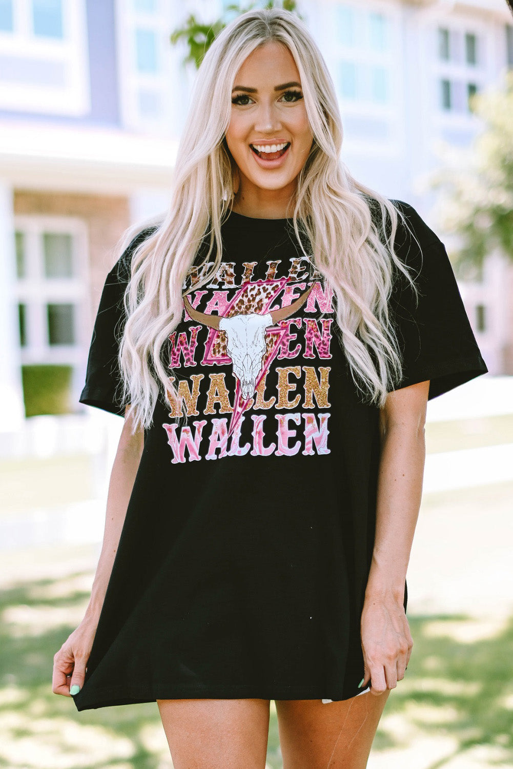 Wallen Cowskull Graphic Oversized Tee | Black