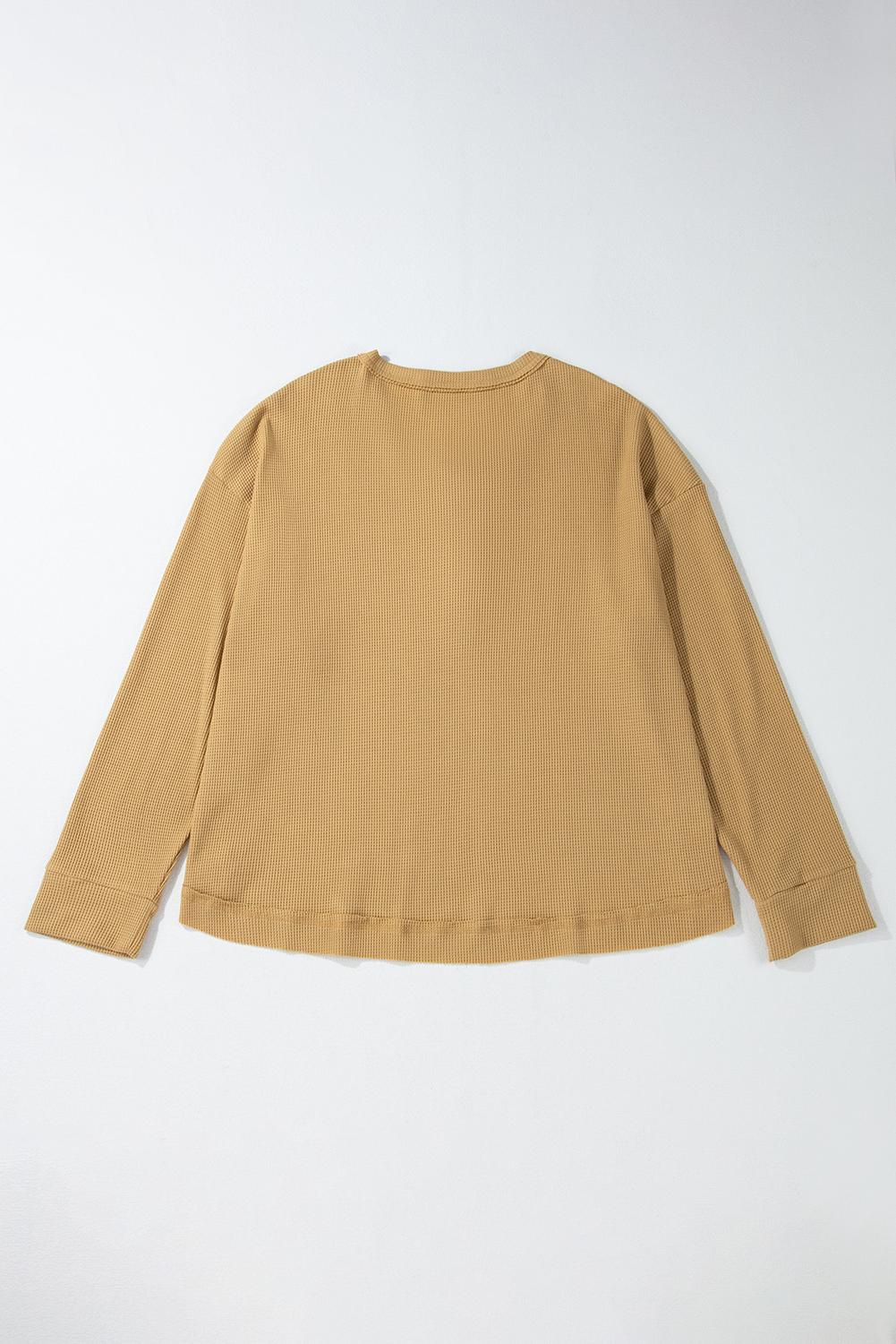 Textured Knit Half Button Drop Shoulder Oversized Top | Camel