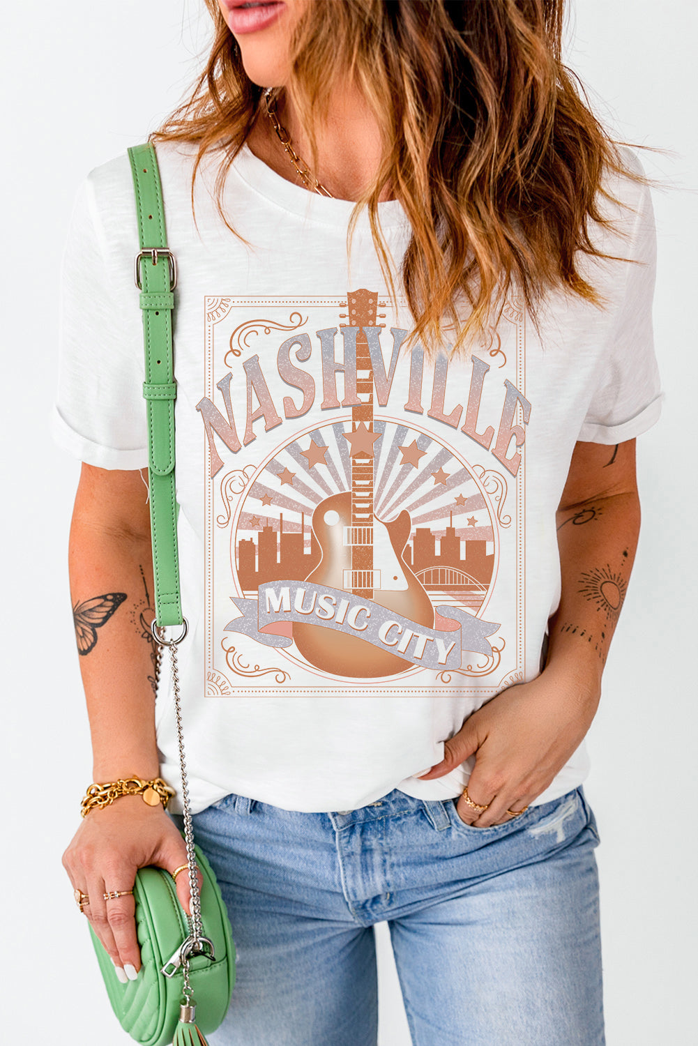 Music City Nashville Graphic T Shirt | White