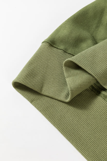 Drop Shoulder Crisscross Stitching Pocketed Loose Sweatshirt | Vineyard Green