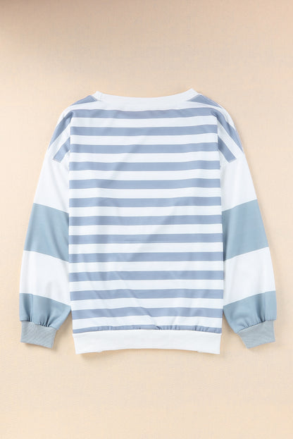 Sequined Rugby Football Pattern Pullover Sweatshirt | Stripe