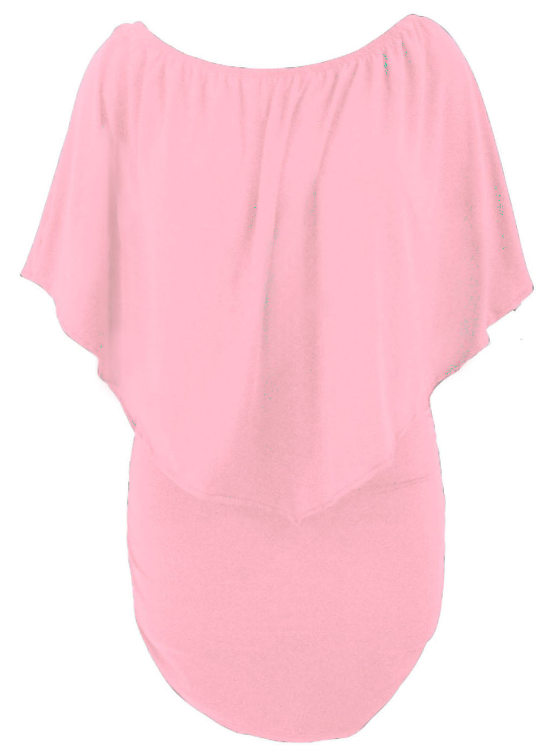 Plus Size Dressing Layered  Mini Poncho Dress | Pink