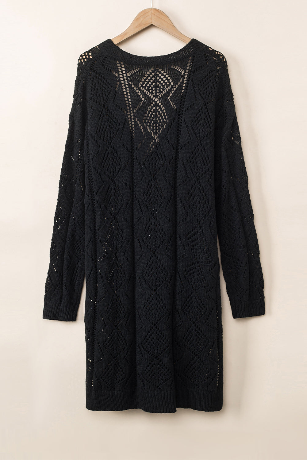 Hollow-Out Openwork Knit Cardigan | Black