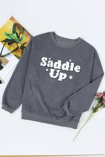 Saddle Up Corded Graphic Sweatshirt | Gray