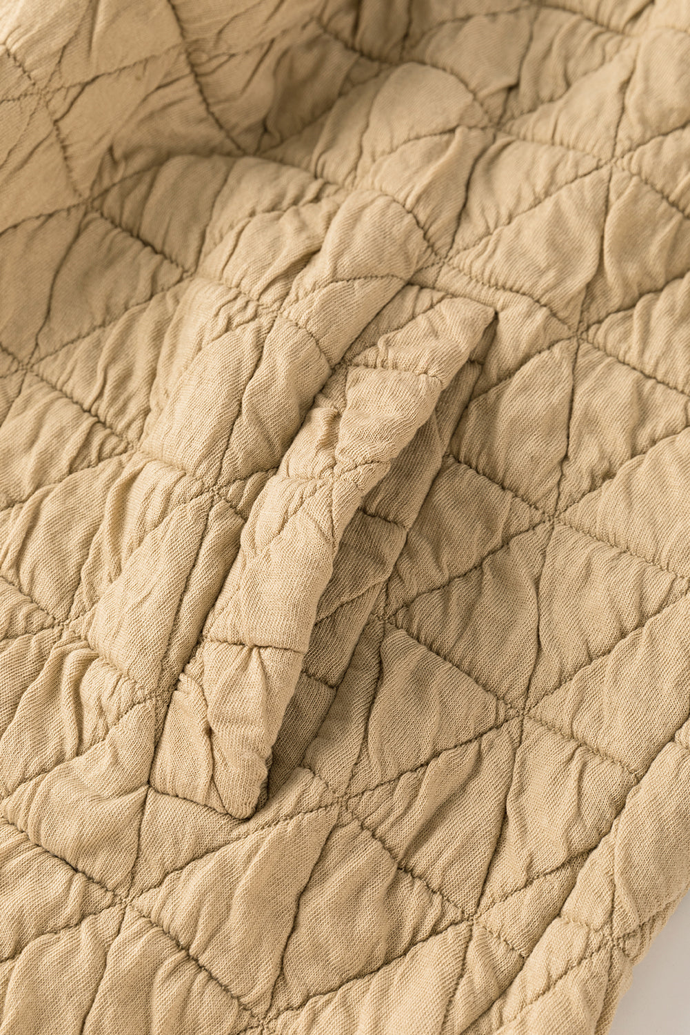 Quilted Button Front Funnel Neck Jacket | Khaki