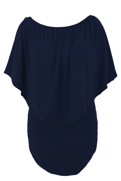 Multiple Dressing Layered Dark Blue Mini Poncho Dress | as shown