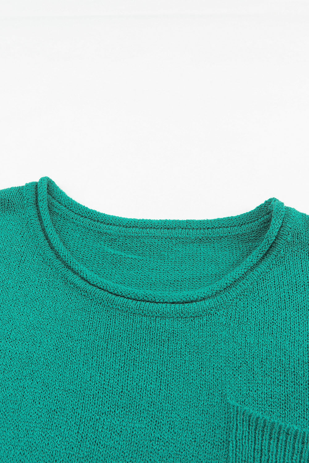 Solid Colour Off Shoulder Rib Knit Sweater With Pocket | Green