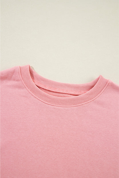 Solid Classic Crewneck Pullover Sweatshirt | Pink