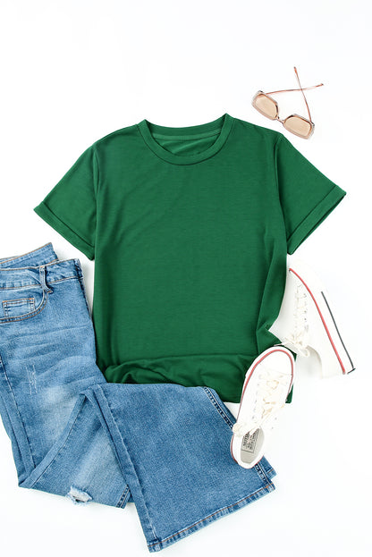 Solid Colour Crew Neck Tee | Green