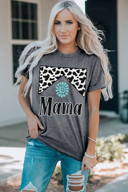 Mama Cowhide Graphic Tee | Gray