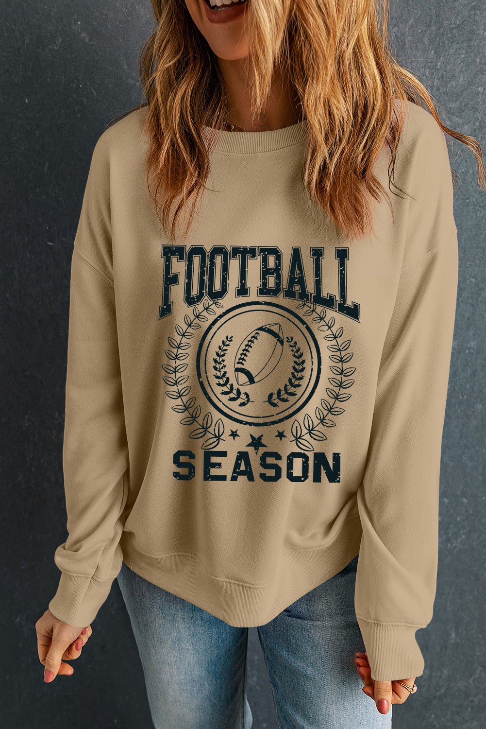 Rugby Football Season Graphic Game Day Sweatshirt | Khaki