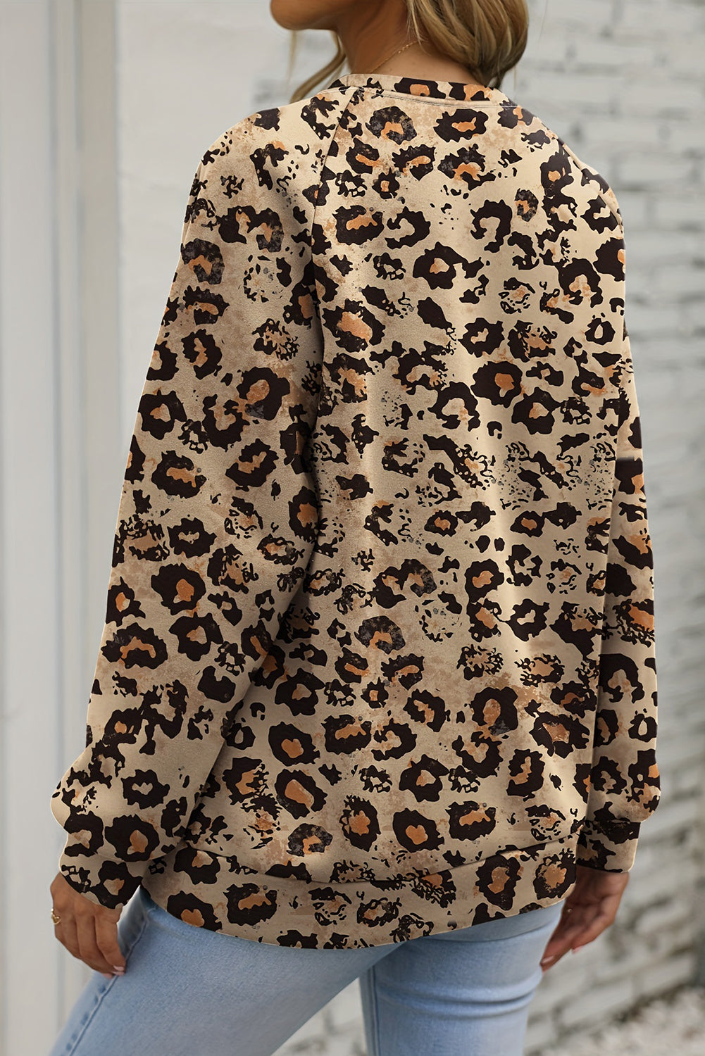 Bleached Halloween Pumpkin Leopard Print Sweatshirt | Brown