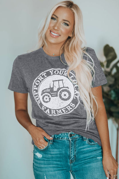 Support Your Local Farmers Graphic Tee | Gray