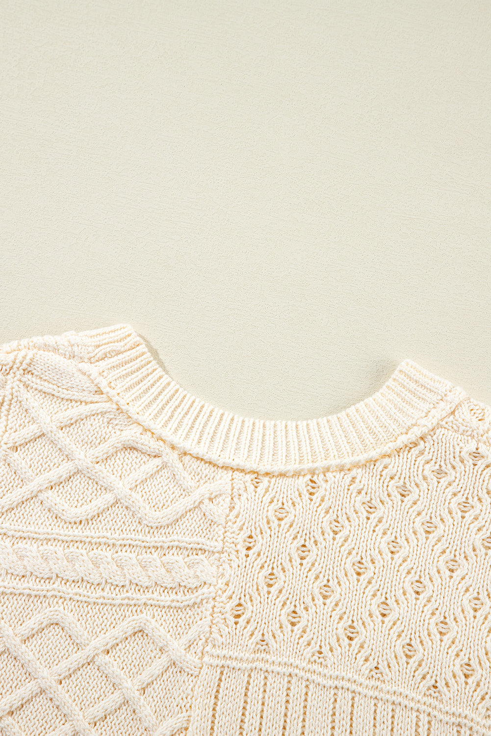 Cable Knit Dolman Armholes Sweater Tank | Beige