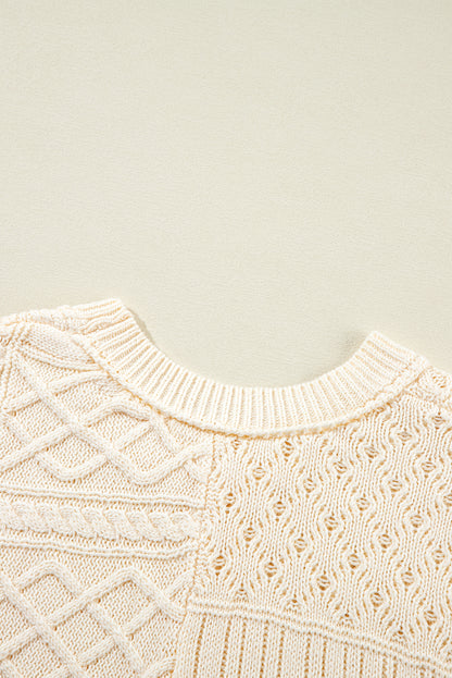 Cable Knit Dolman Armholes Sweater Tank | Beige