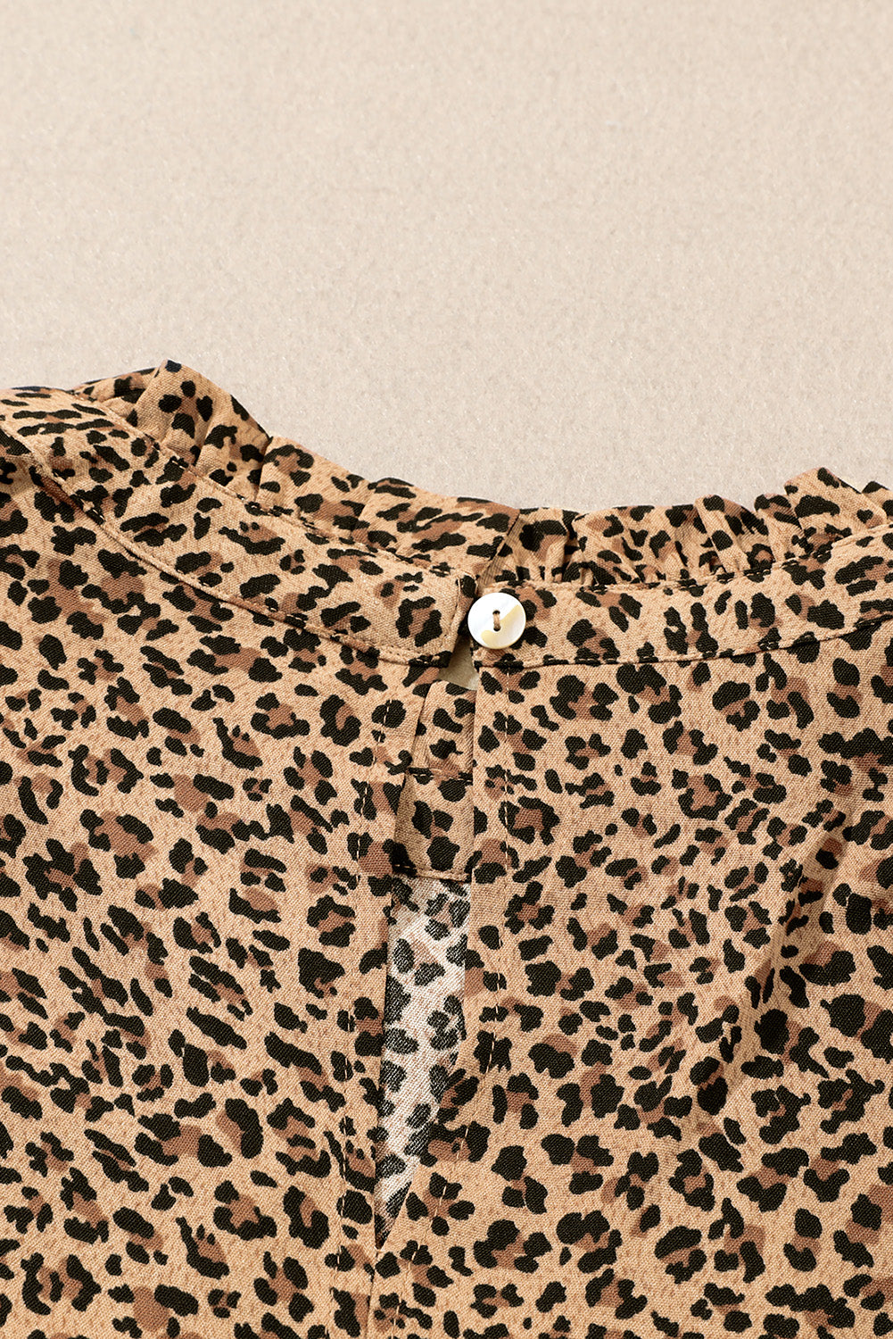 Frilled Shoulder Decor Plus Size Babydoll Top | Leopard