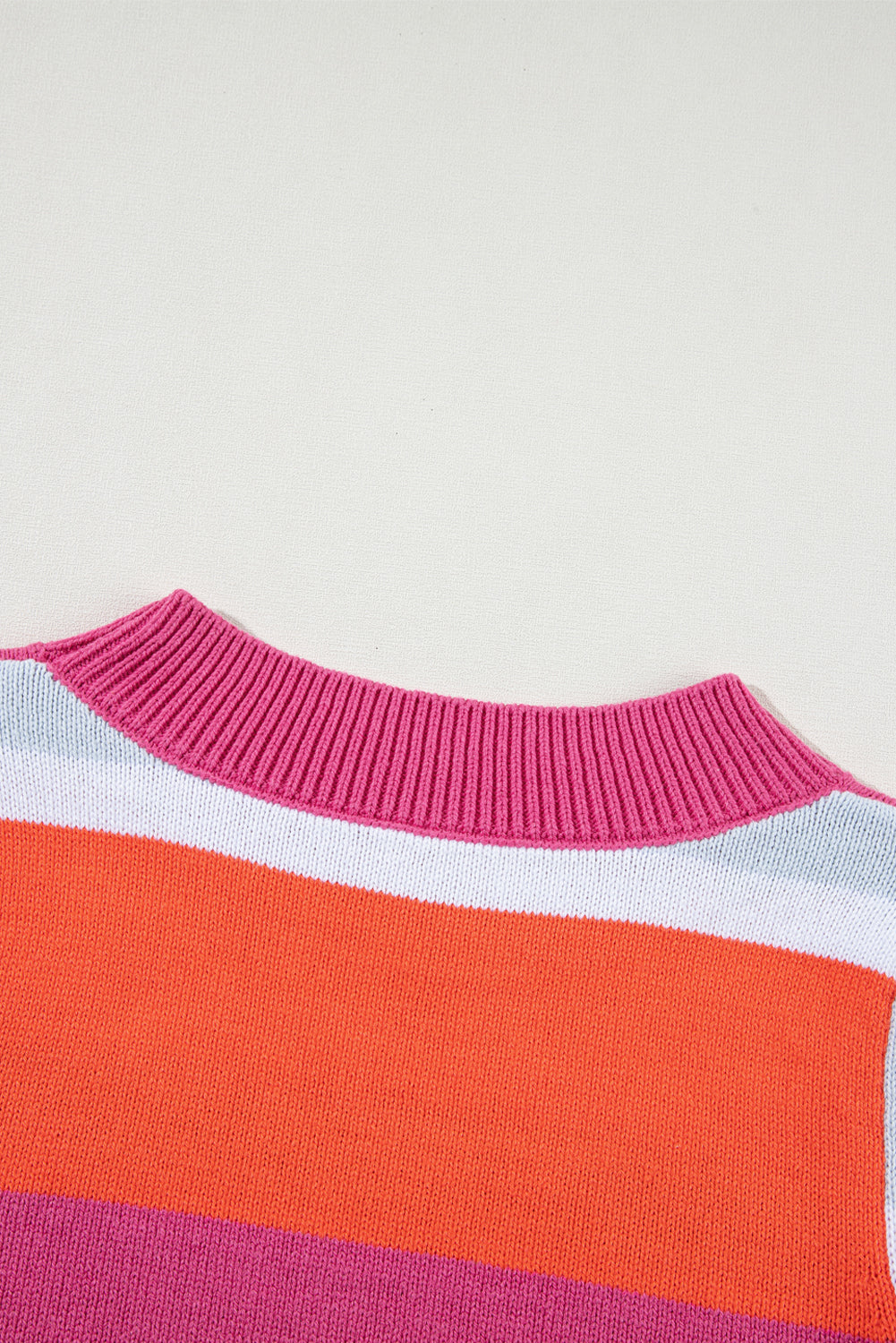 Colour Block Cropped Short Sleeve Sweater | Multicolour