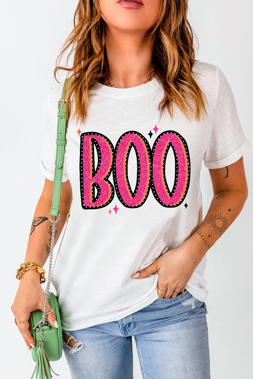 Boo Crew Neck Graphic T Shirt | White