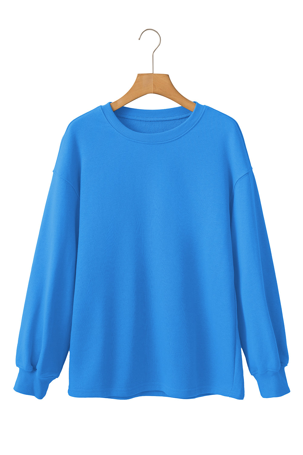 Solid Colour Drop Shoulder Long Sleeve Basic Sweatshirt | Sky Blue