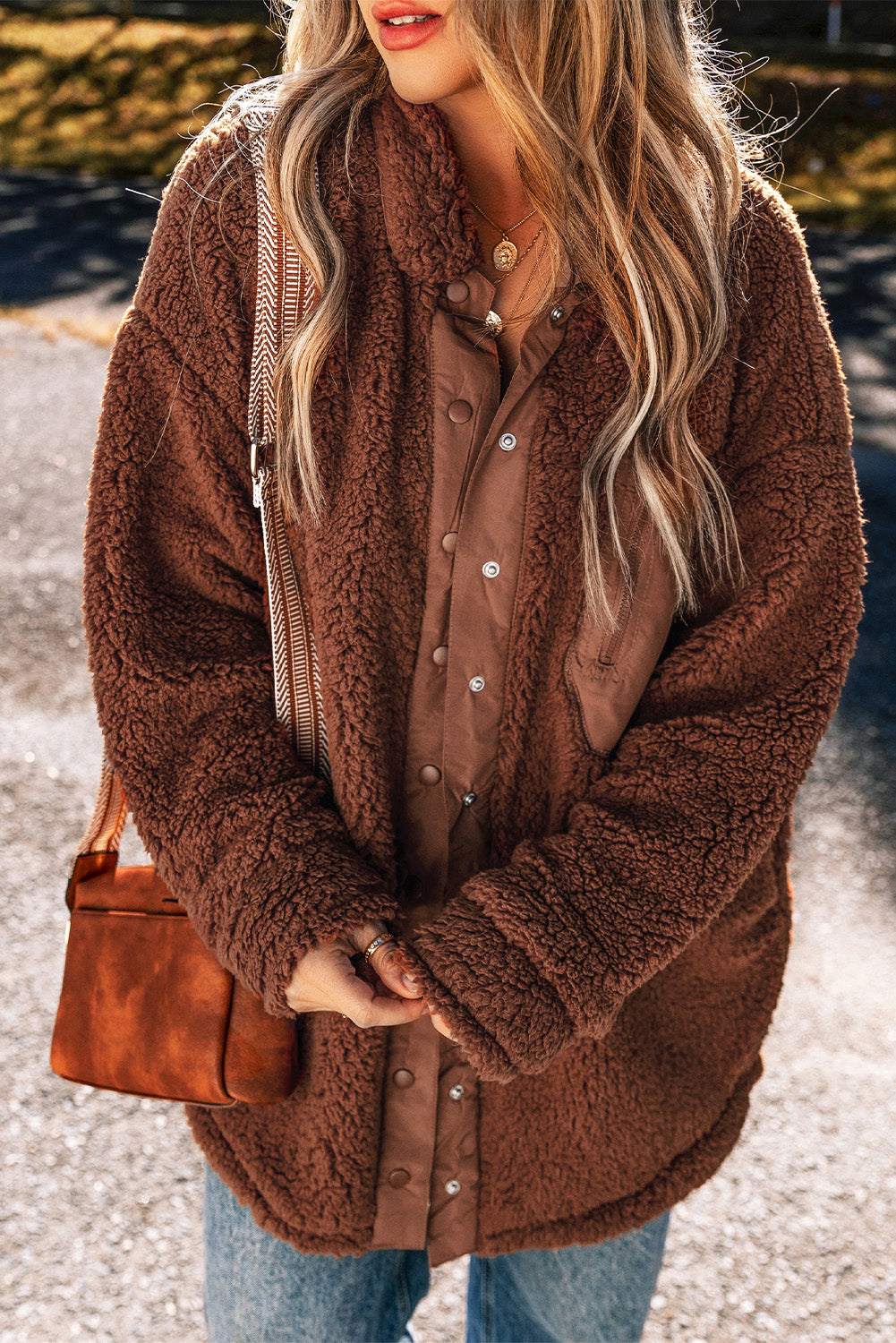 Faux Shearling Teddy Bear Jacket | Red Clay