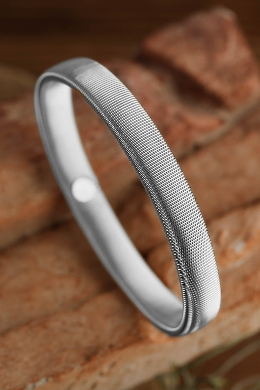 Stretchy Plated Metal Wide Bangle | Silvery