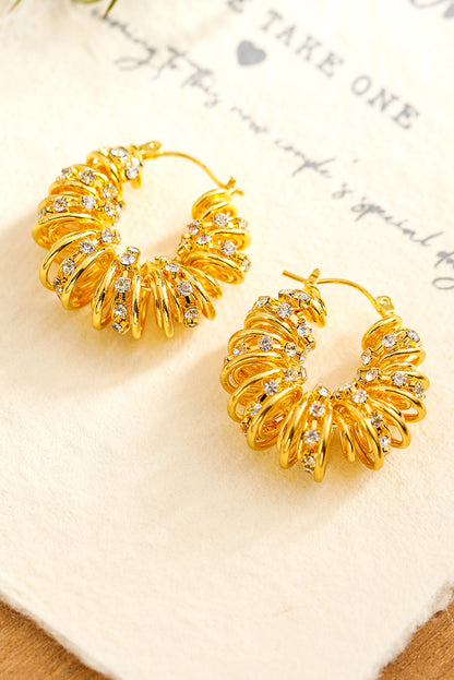 Rhinestone Spiral Plated Alloy Hook Earrings | White