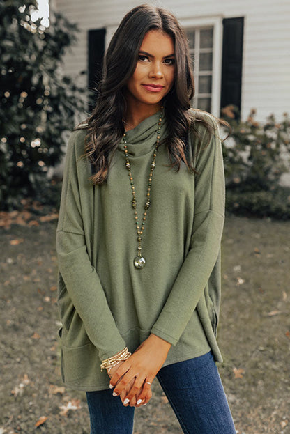 Cowl Neck Shift Tunic Top | Jungle Green