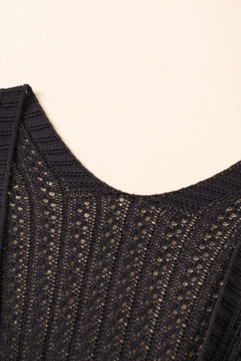 Hollow-Out Bracelet Sleeve Knit Cardigan | Black