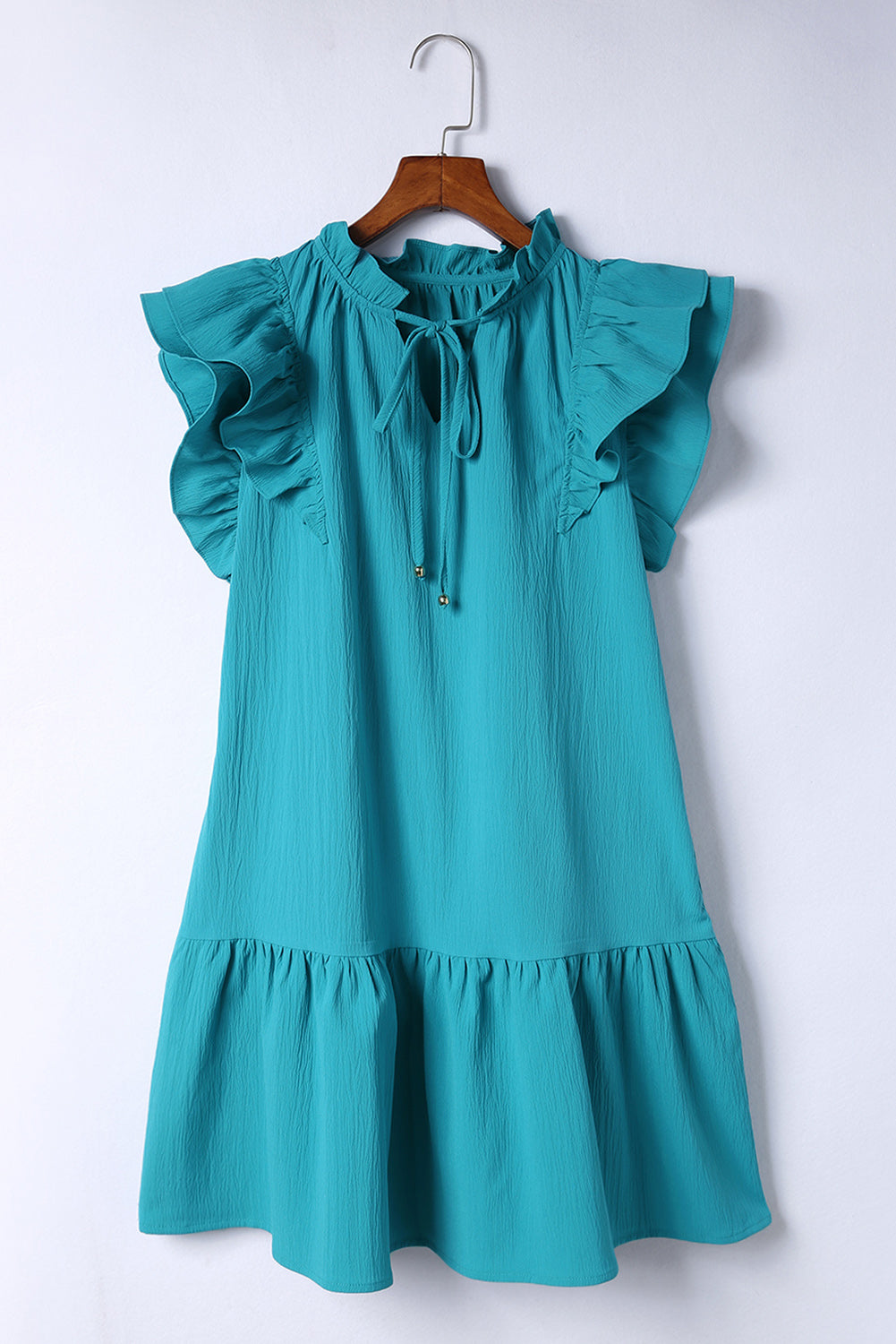 Tiered Ruffled Sleeves Mini Dress With Pockets | Green