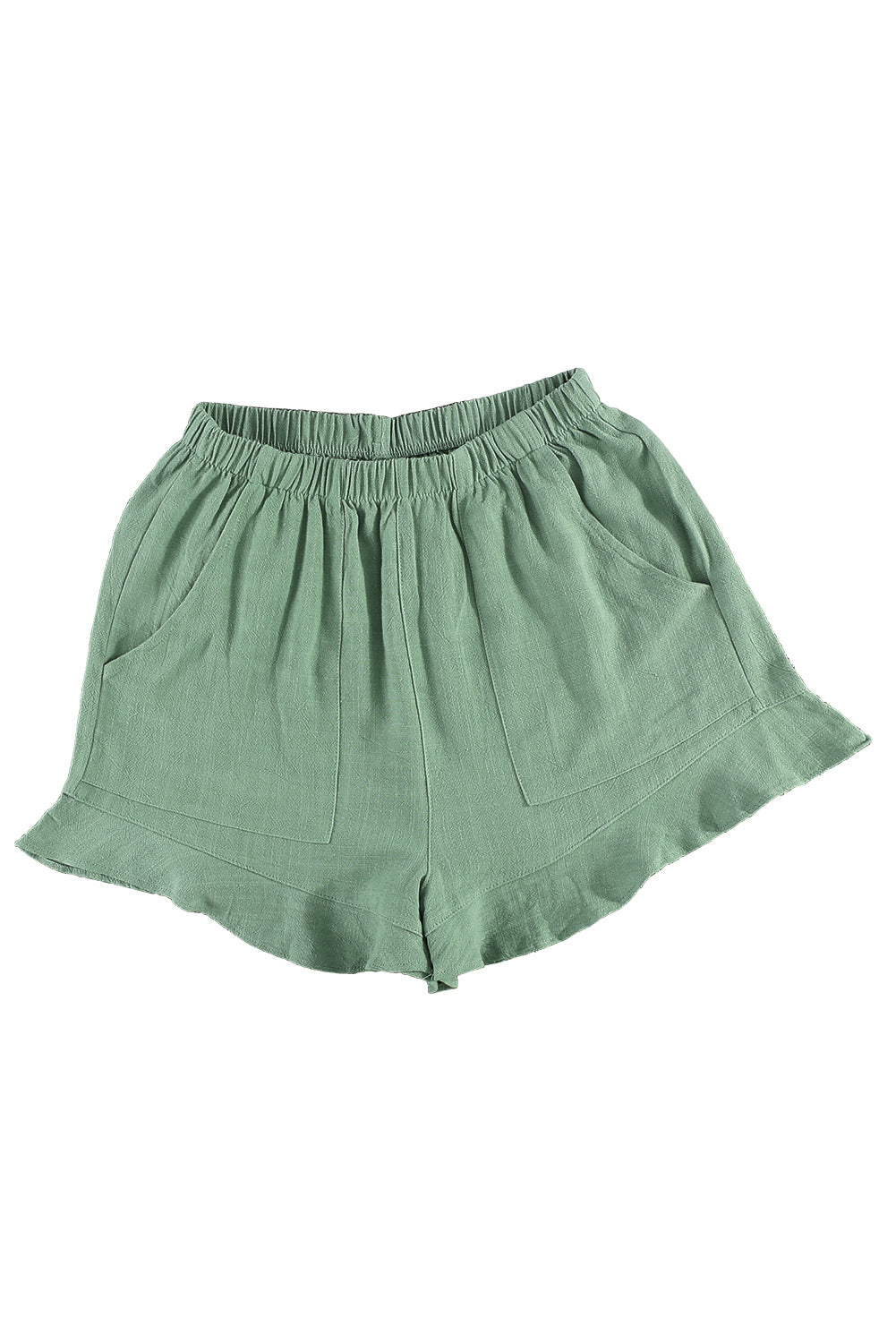 High Waist Pocketed Ruffle Shorts | Green