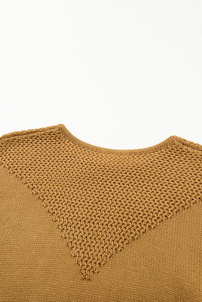 Two-Tone Chevron Pullover Sweater | Brown