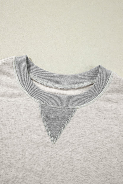 Colour Block Thumbhole Sleeve Drop Shoulder Sweatshirt | Light Grey