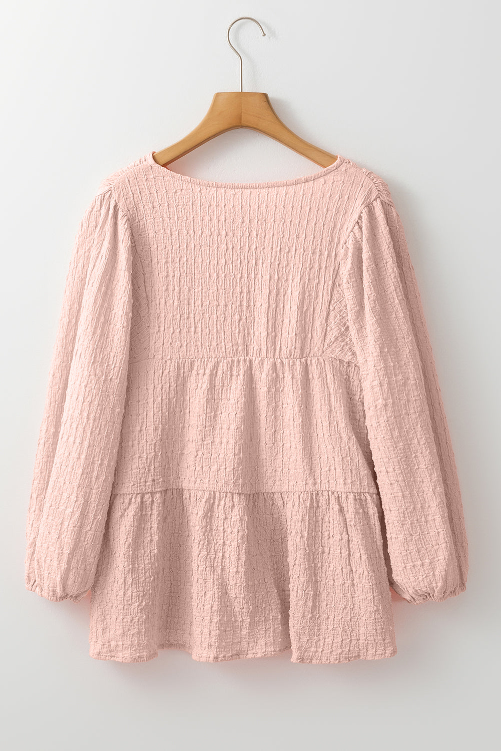 Textured Tiered Flowy Blouse | Light Pink