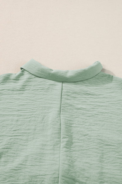 Half Button Collared Loose Romper | Spinach Green