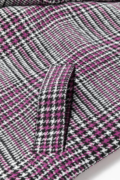 Plaid Lapel Collar One Button Midi Coat | Pink