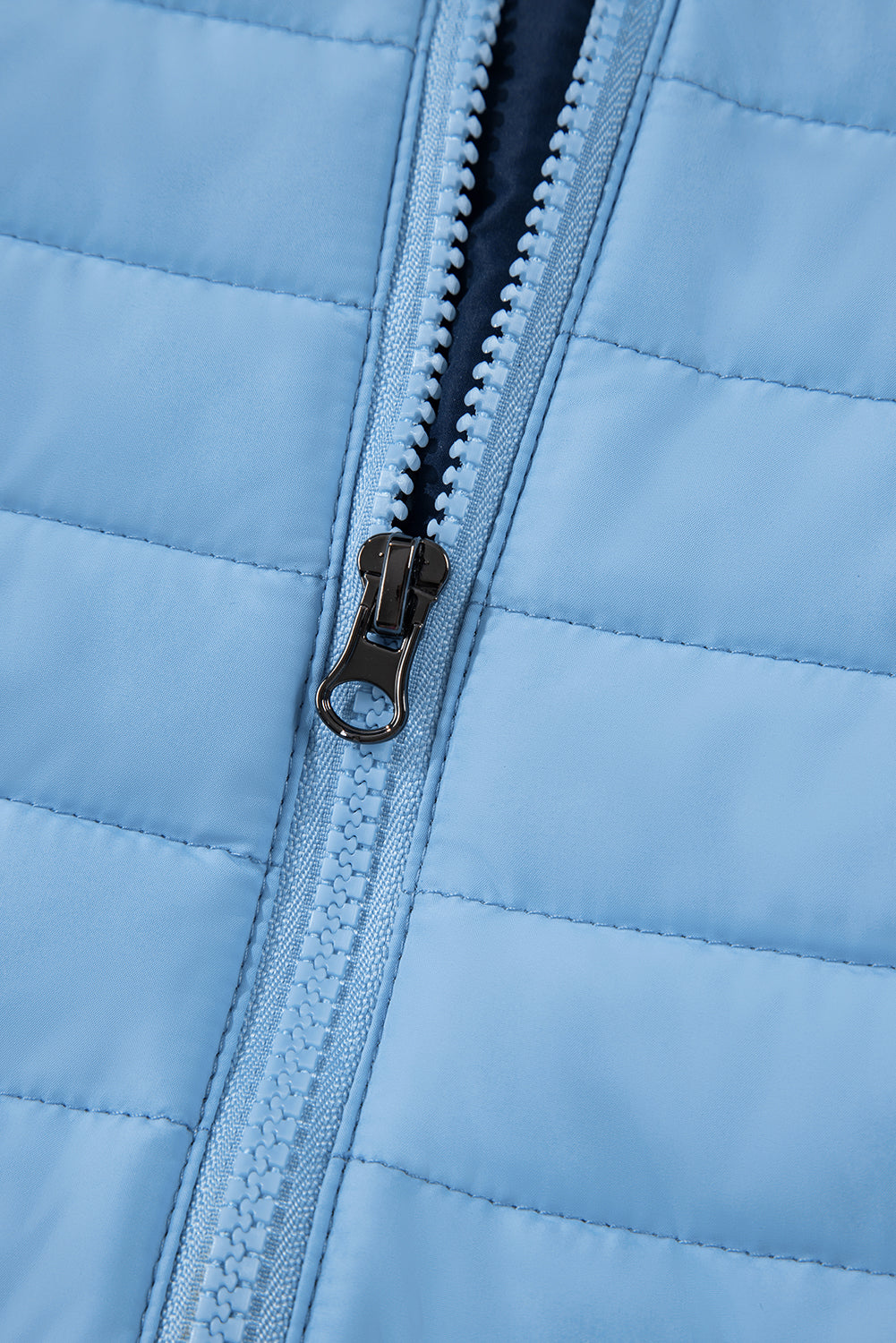 Solid Colour Quilted Zip-Up Puffer Jacket | Myosotis