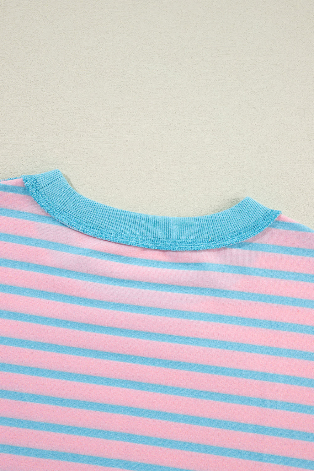 Contrast Trim High Low Pullover Tunic Sweatshirt | Pink Stripe