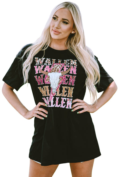 Wallen Cowskull Graphic Oversized Tee | Black