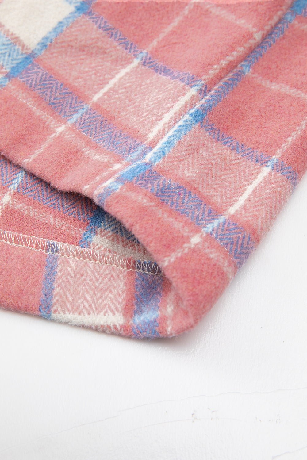 Plaid Flap Pocket Button Up Shacket | Pink