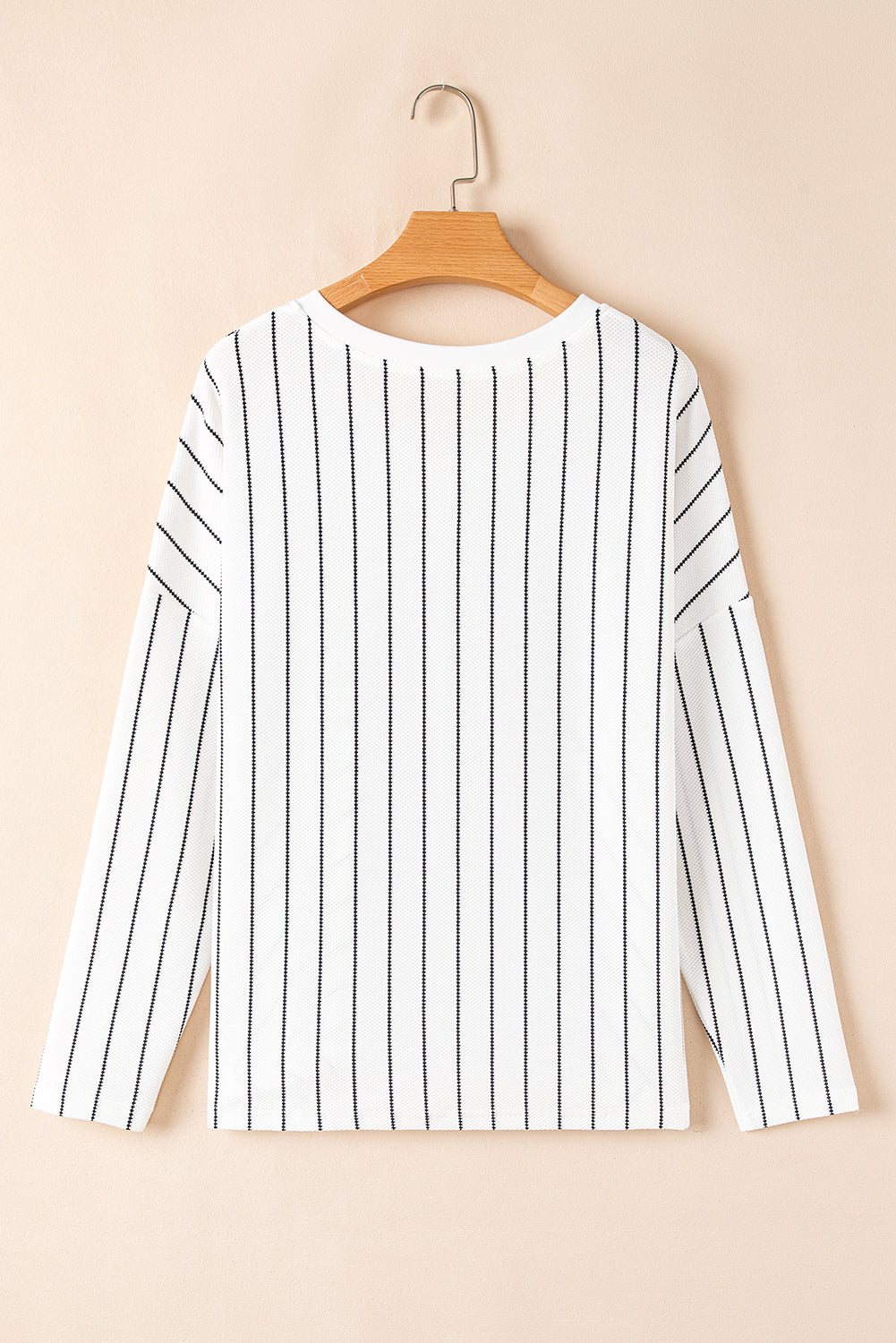 Chevron Striped V Neck Long Sleeve Casual Top | Black Stripe