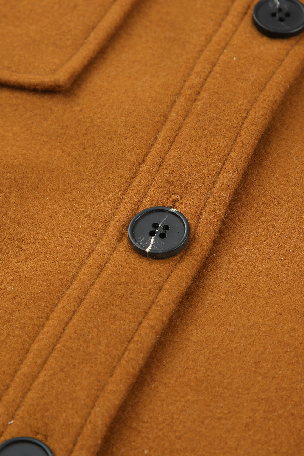 Long Sleeve Pockets Buttoned Shirt Jacket | Brown