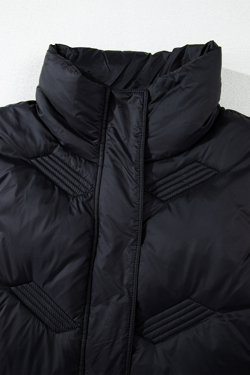 Quilted High Neck Zip Up Jacket Vest | Black