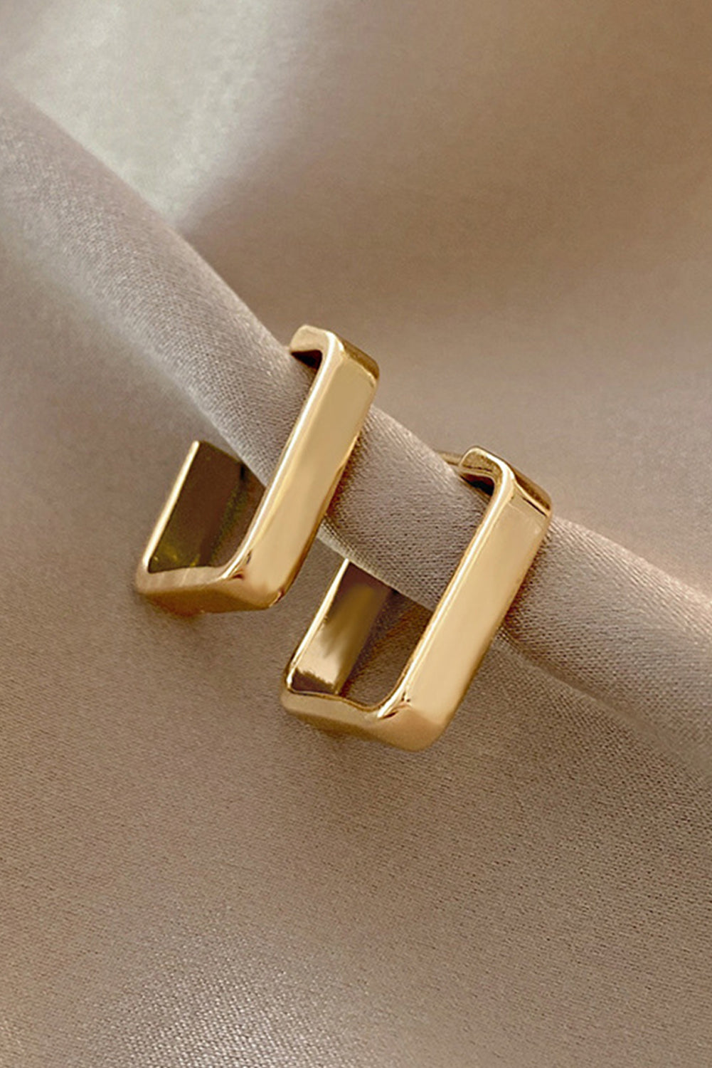 Square Hook Plated Alloy Stud Earrings | Gold