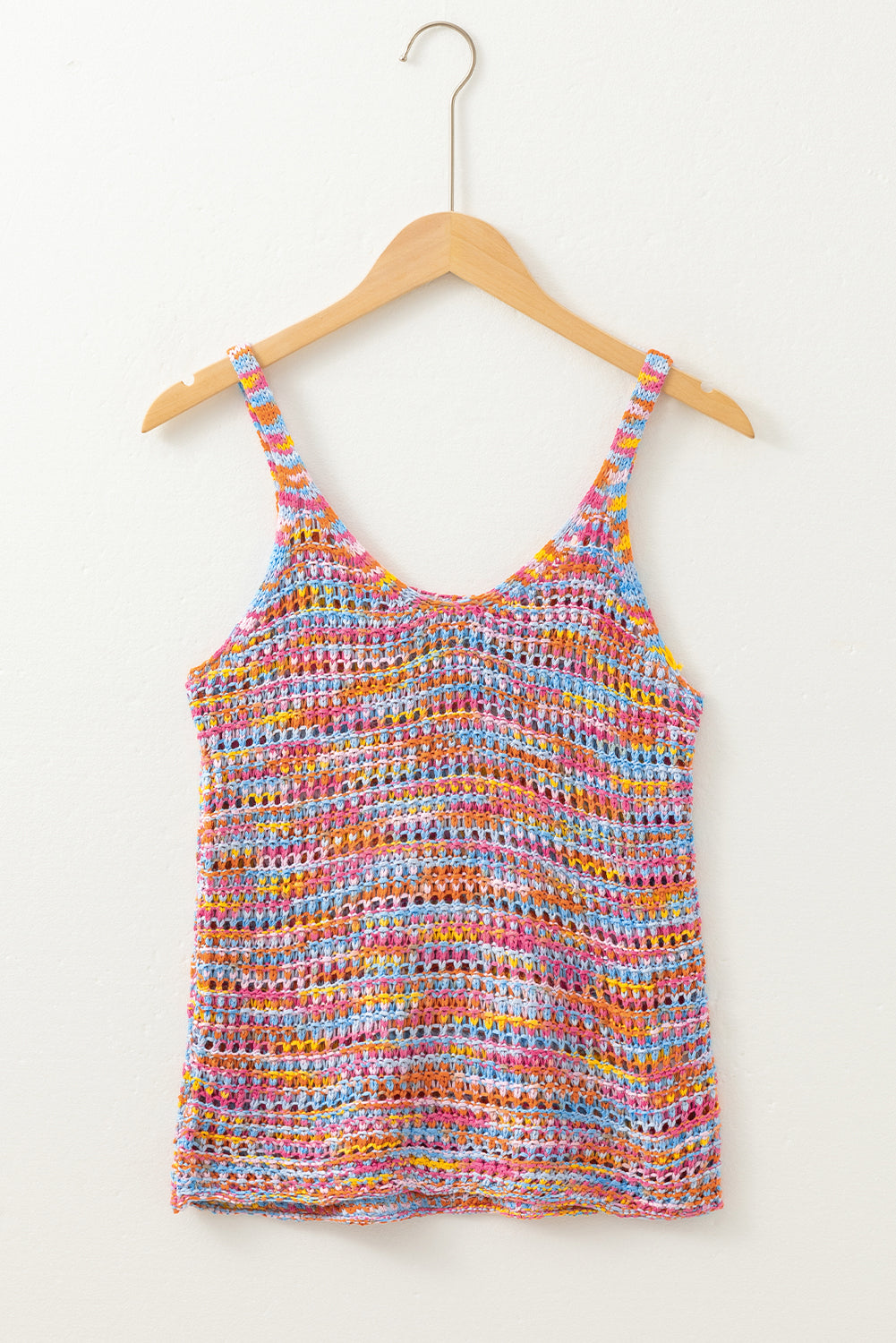 Colour Contrast Crochet Loose Fit Sweater Vest | Pink