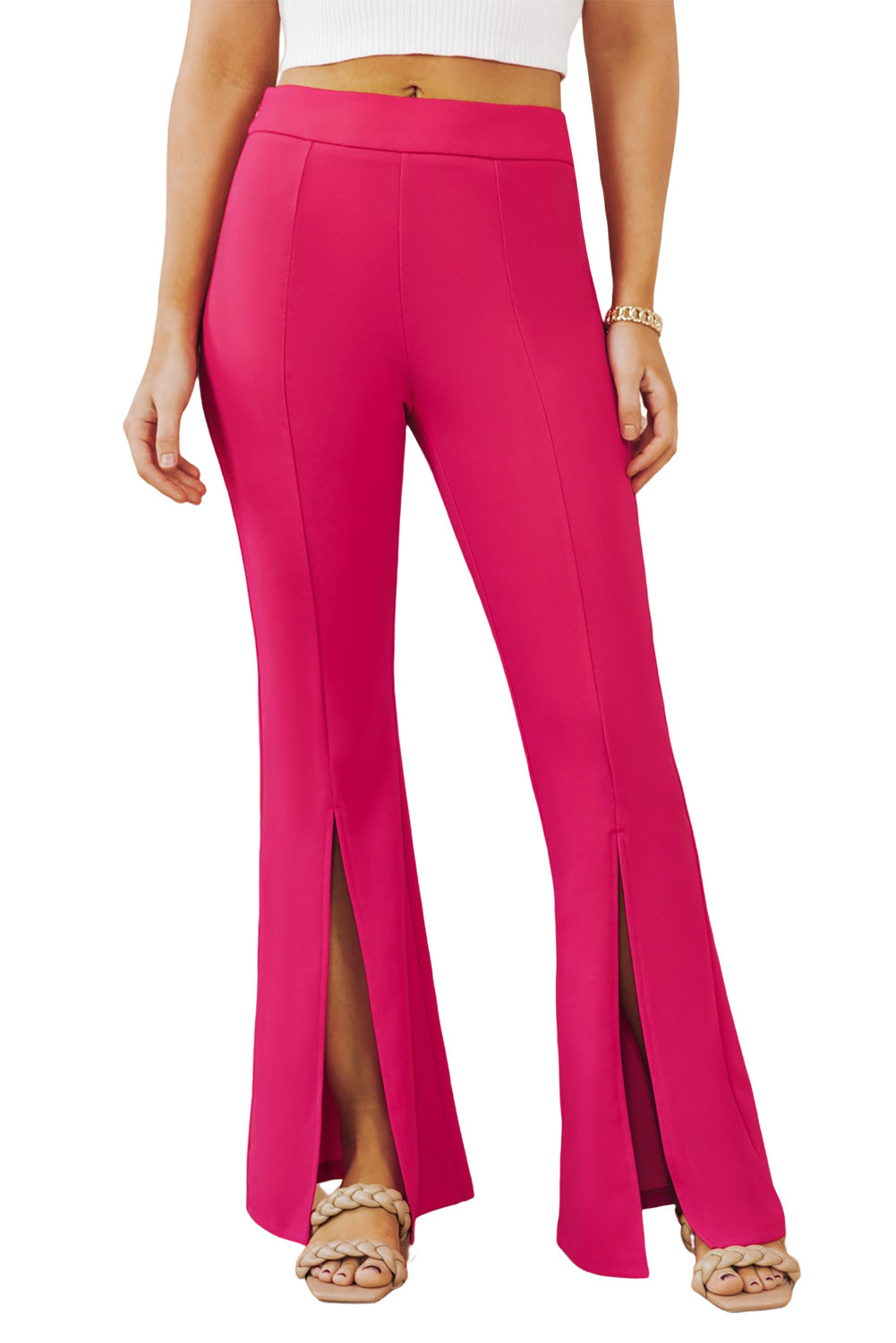 Split Hem High Waist Pants | Rose