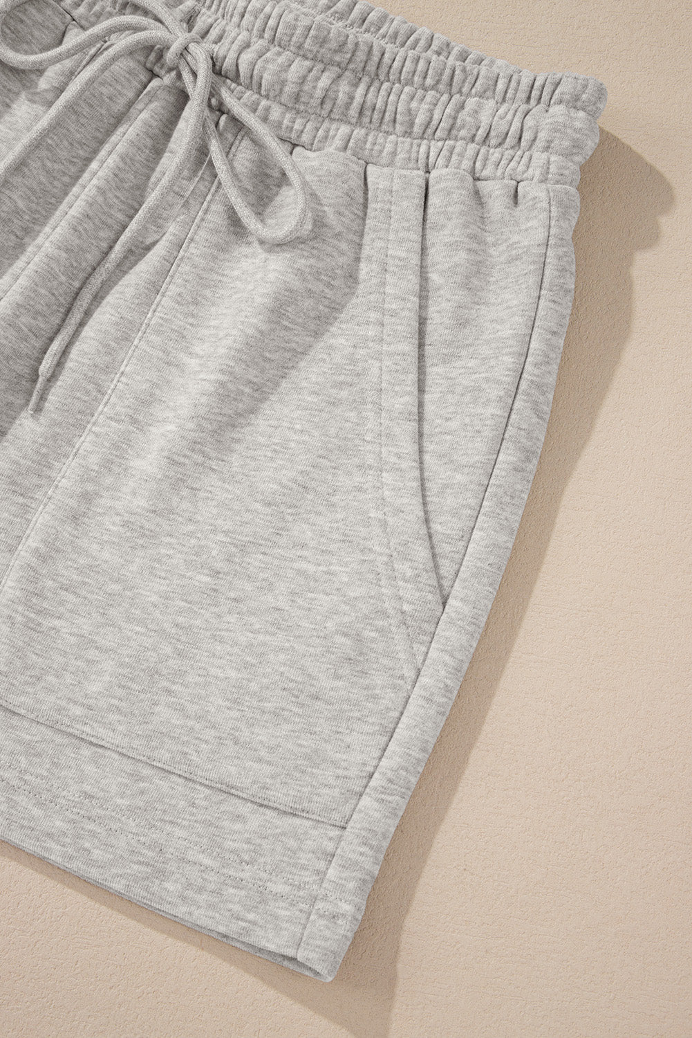 Solid Pullover Sweatshirt And Shorts 2 Piece Set | Light Grey