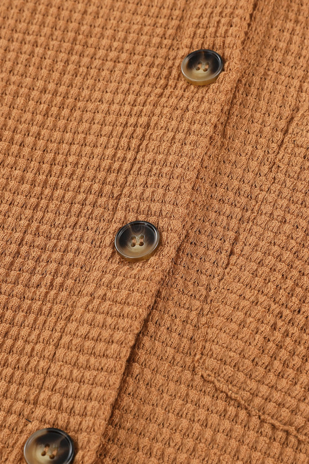 Waffle Knit Button Up Casual Shirt | Brown