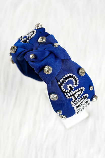 Game Day Rugby Football Season Diamond Knotted Headband | Dark Blue