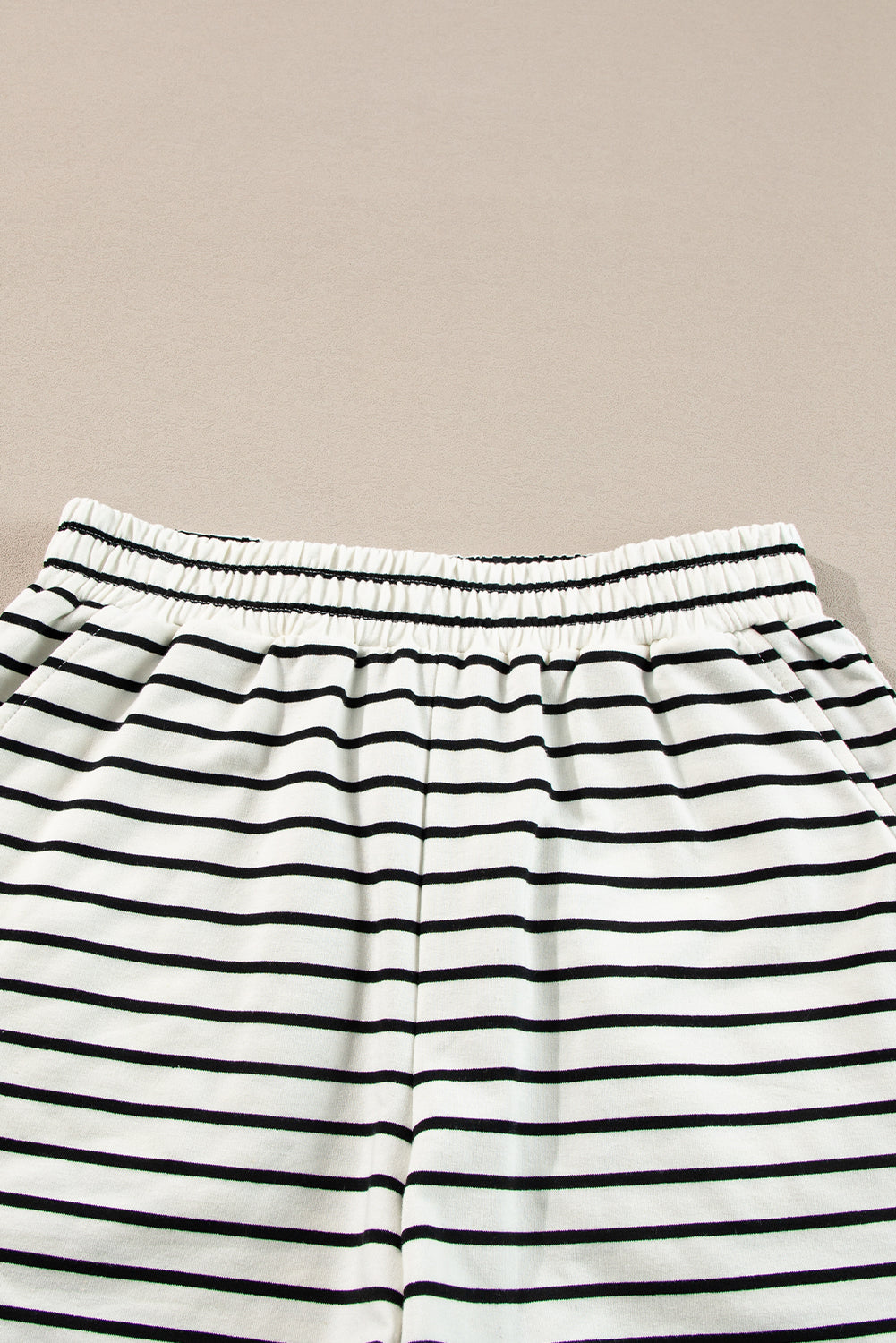 Black White Stripes Printed Half Button Long Sleeve Top And Shorts Set | Black white