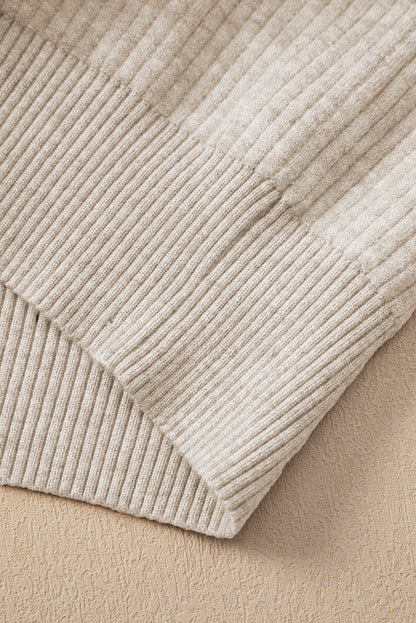 Thermal Lined Ribbed Knit Mock Neck Sweater | Apricot